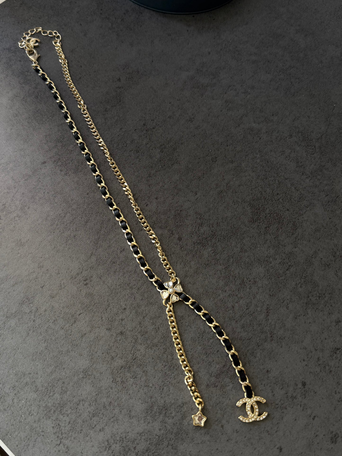 coco light gold leather necklace