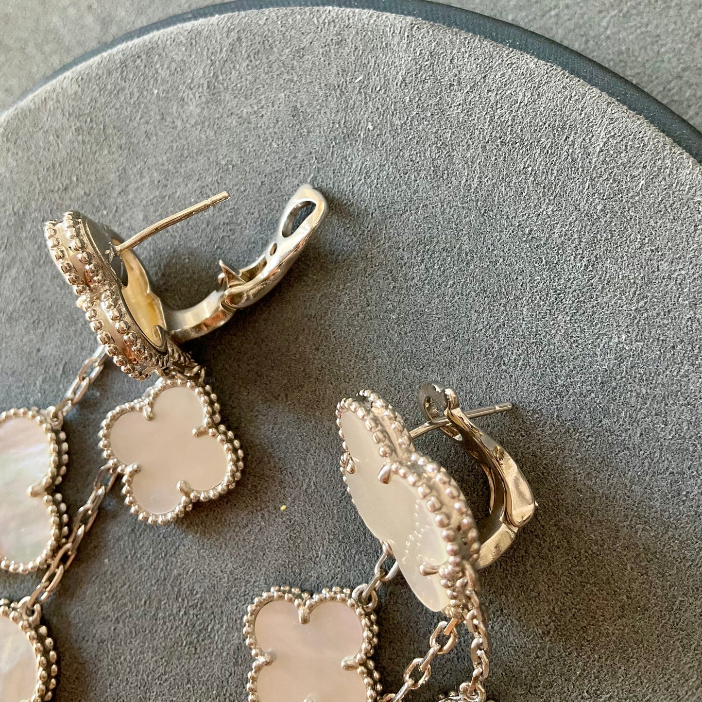 4 motifs Mother of pearl clover earrings clover dangle earrings 18k gold plated