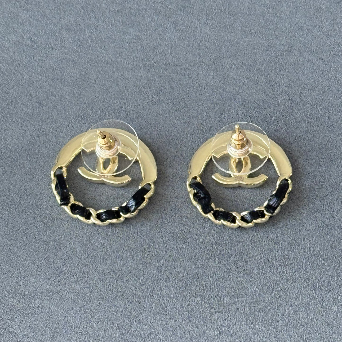 Coco Light Gold leather Stud earrings