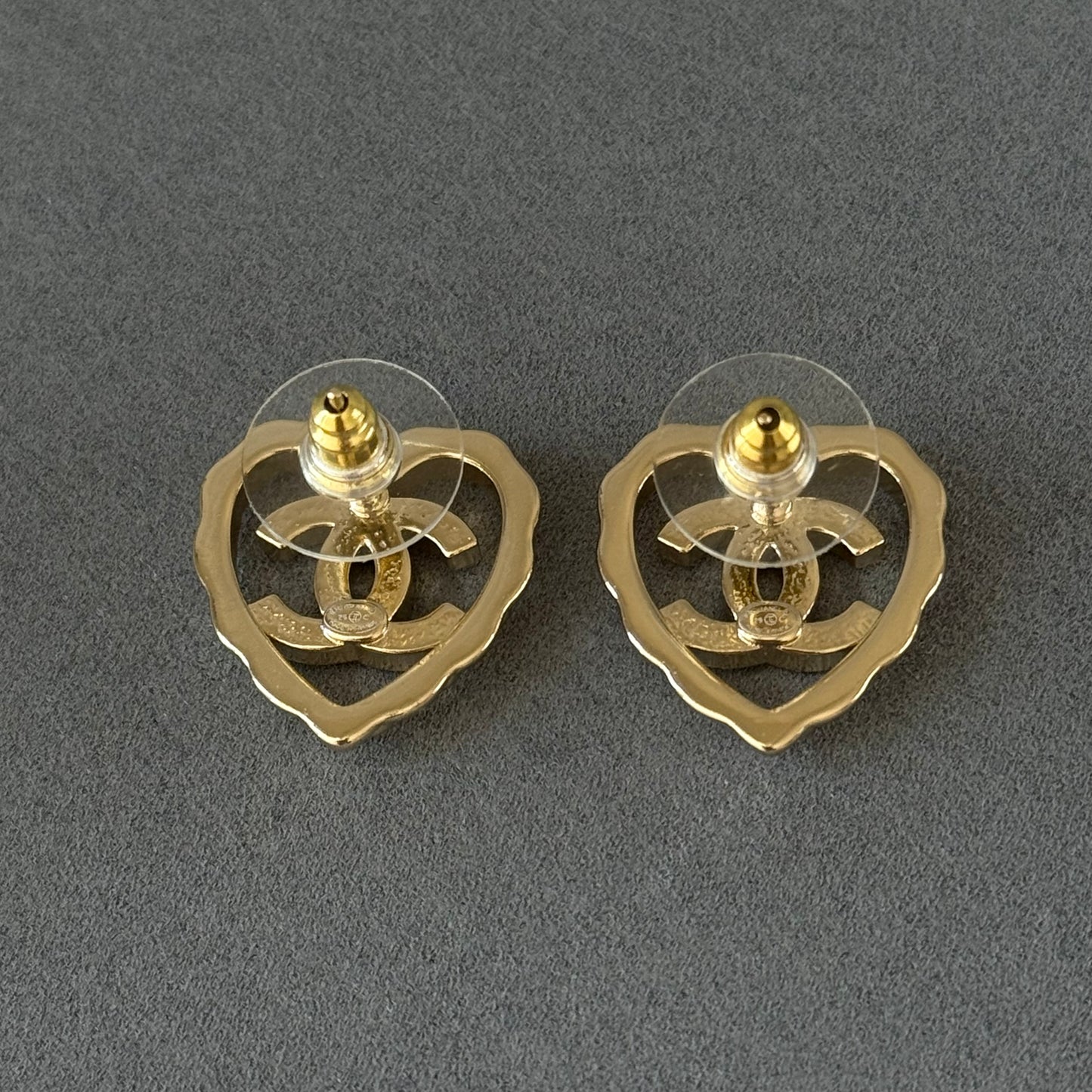 coco heart diamond light gold earring