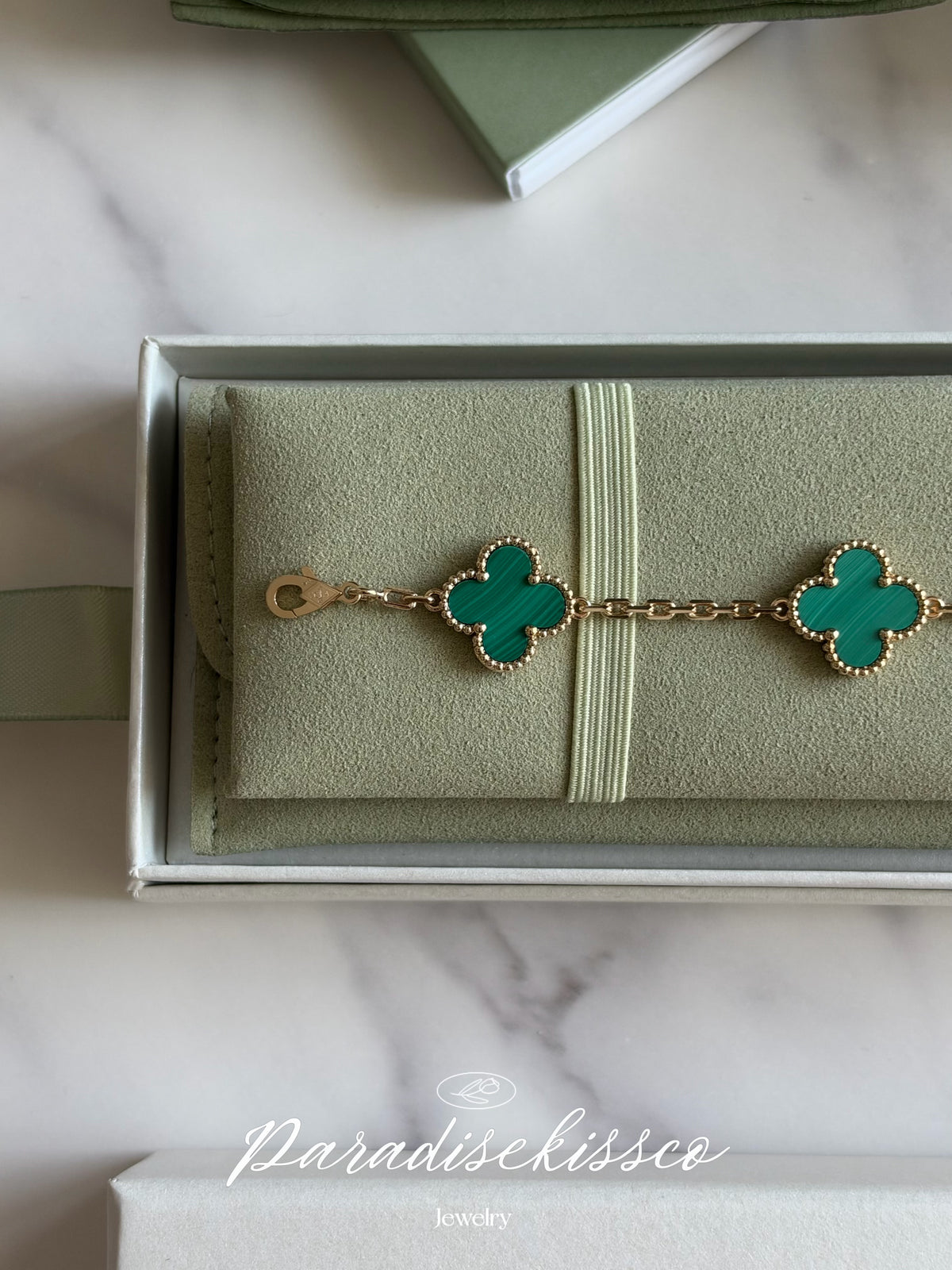 Alhambra Malachite 5 Motifs Clover Bracelet