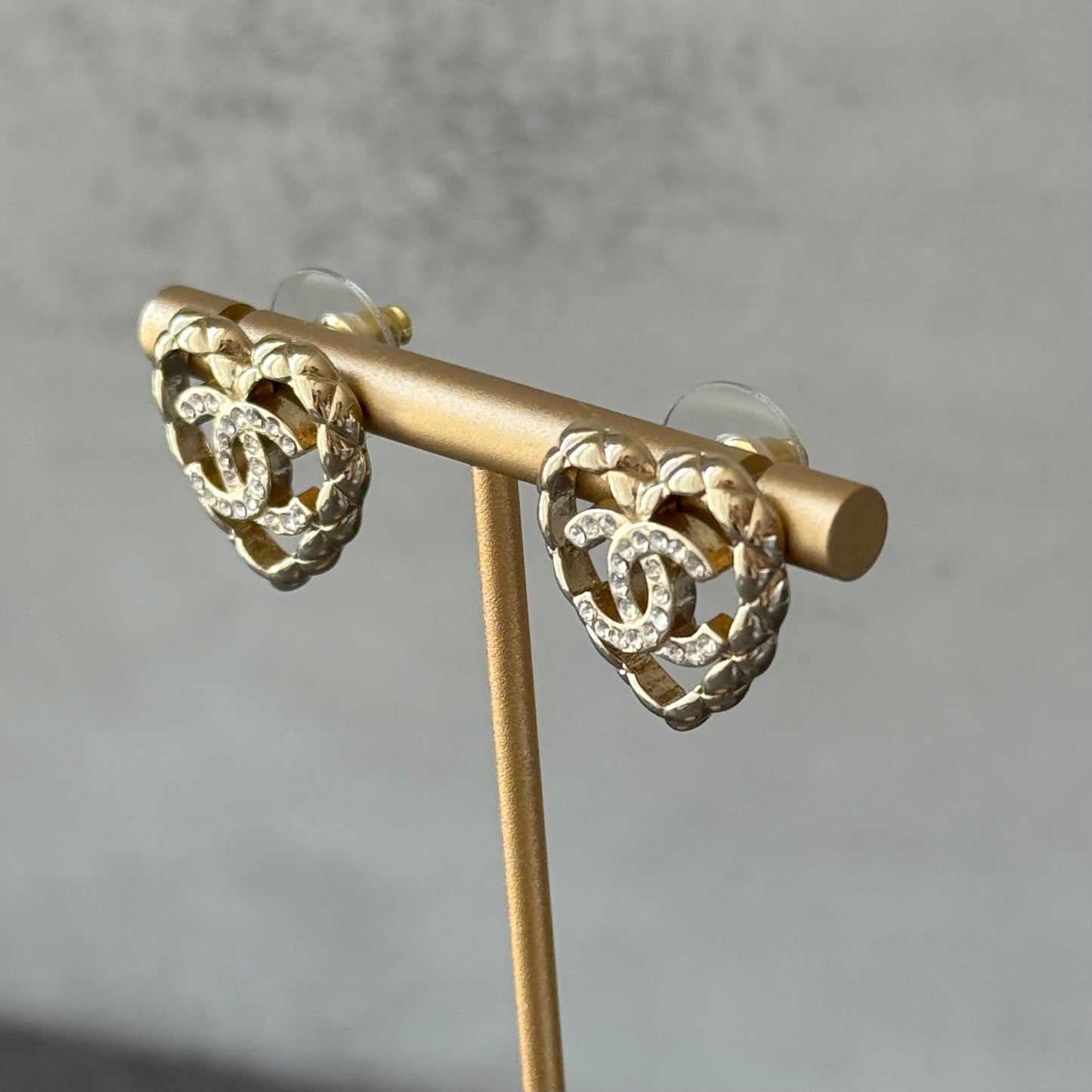 coco heart diamond light gold earring