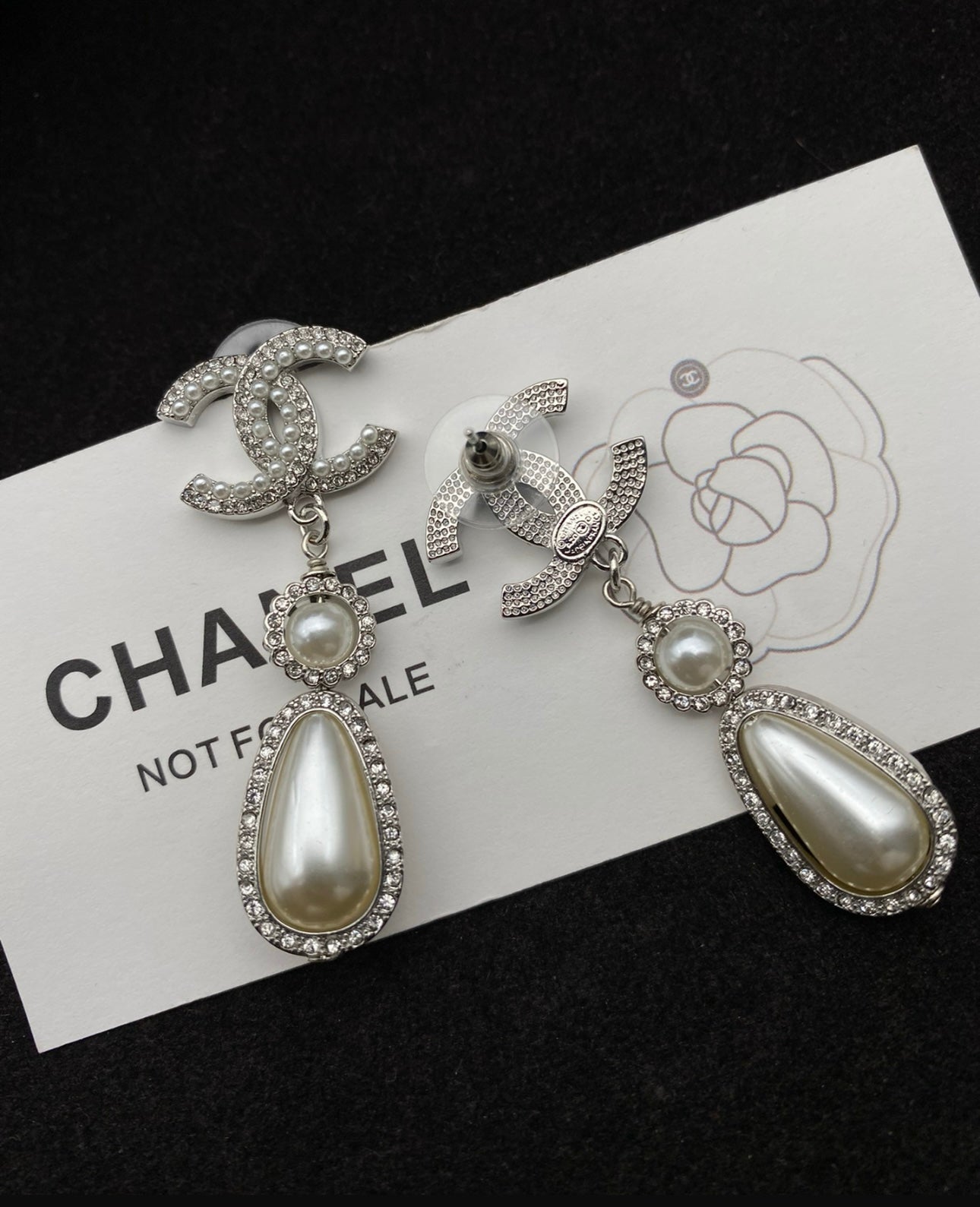 Coco cz pearl dangle silver earring - ParadiseKissCo