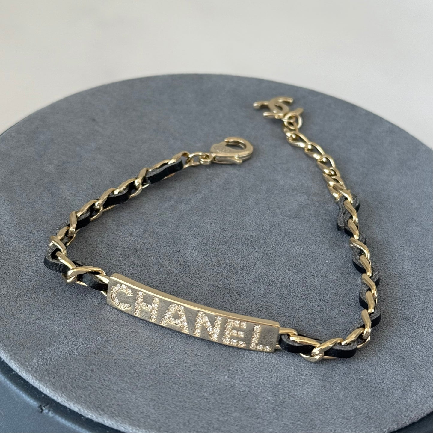 Coco leather gold chain bracelet