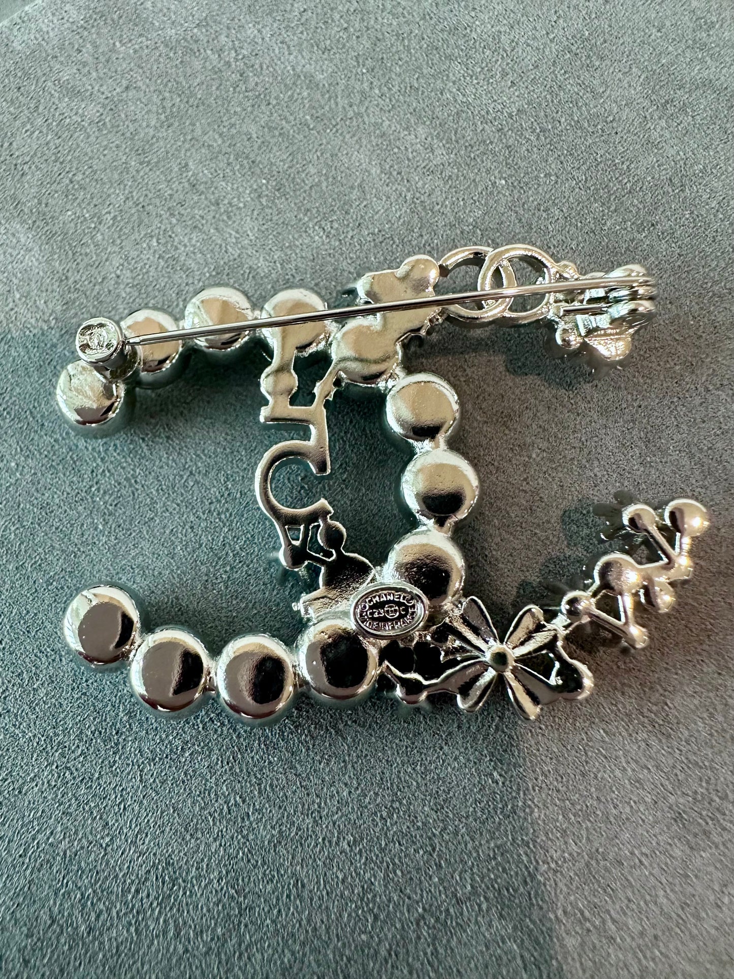 coco cz flowers No.5 diamond pearl brooch - ParadiseKissCo