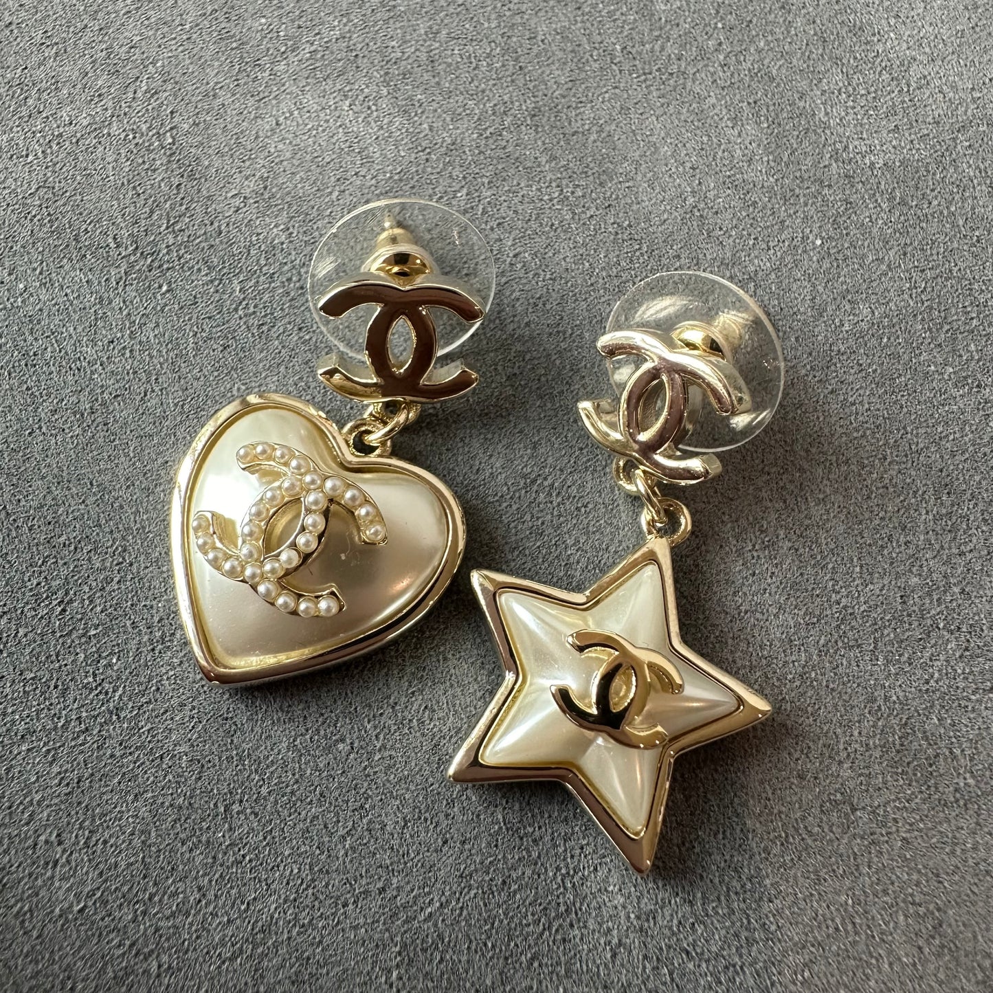 Coco pearl star heart shape gold dangle earring - ParadiseKissCo