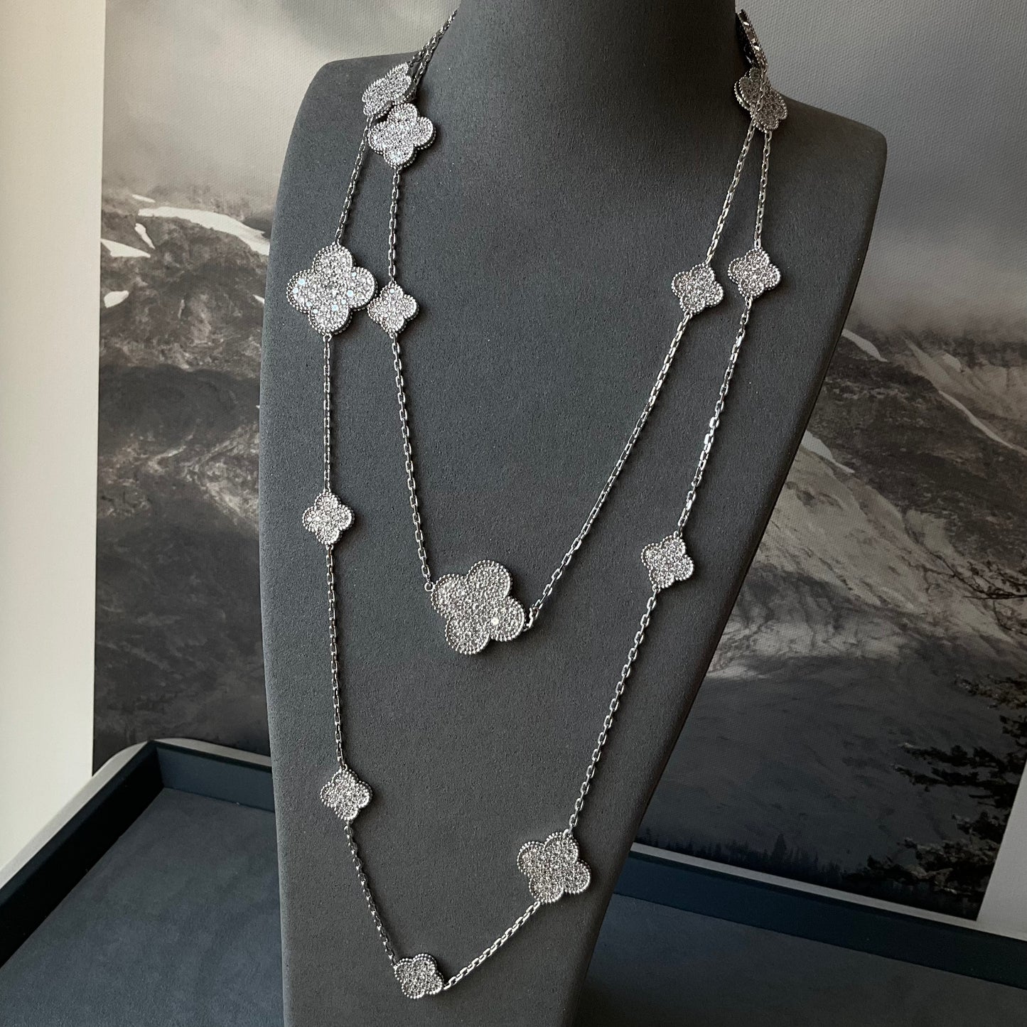 16 motifs mother of pearl onyx charm clover necklace with 18k gold plated 120cm long