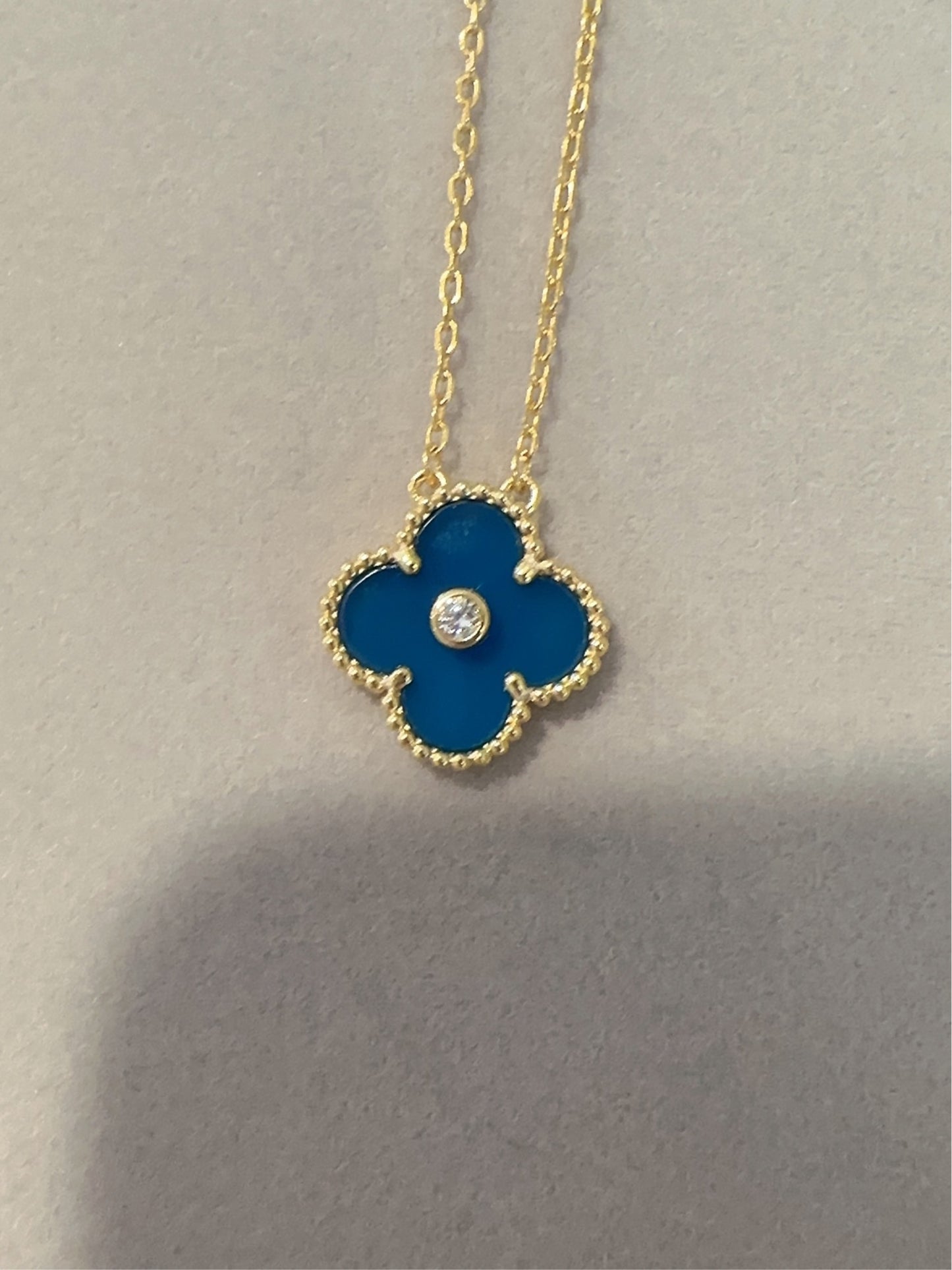 15mm Clover Necklace, Gold Plated, 925 Sterling Silver, Mother of Pearl, Onyx, Handcrafted Gift for Her - ParadiseKissCo