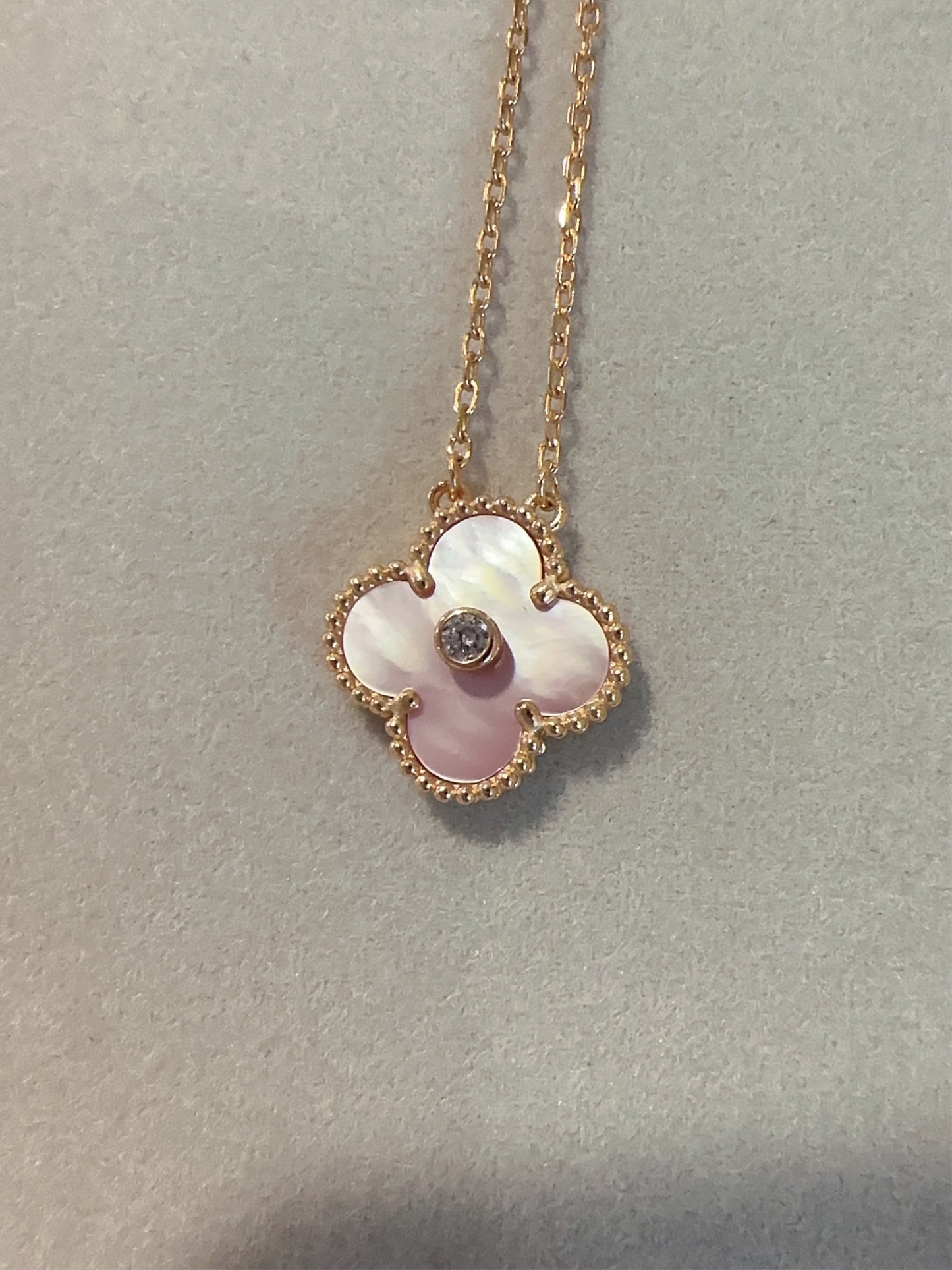 15mm Clover Necklace, Gold Plated, 925 Sterling Silver, Mother of Pearl, Onyx, Handcrafted Gift for Her - ParadiseKissCo