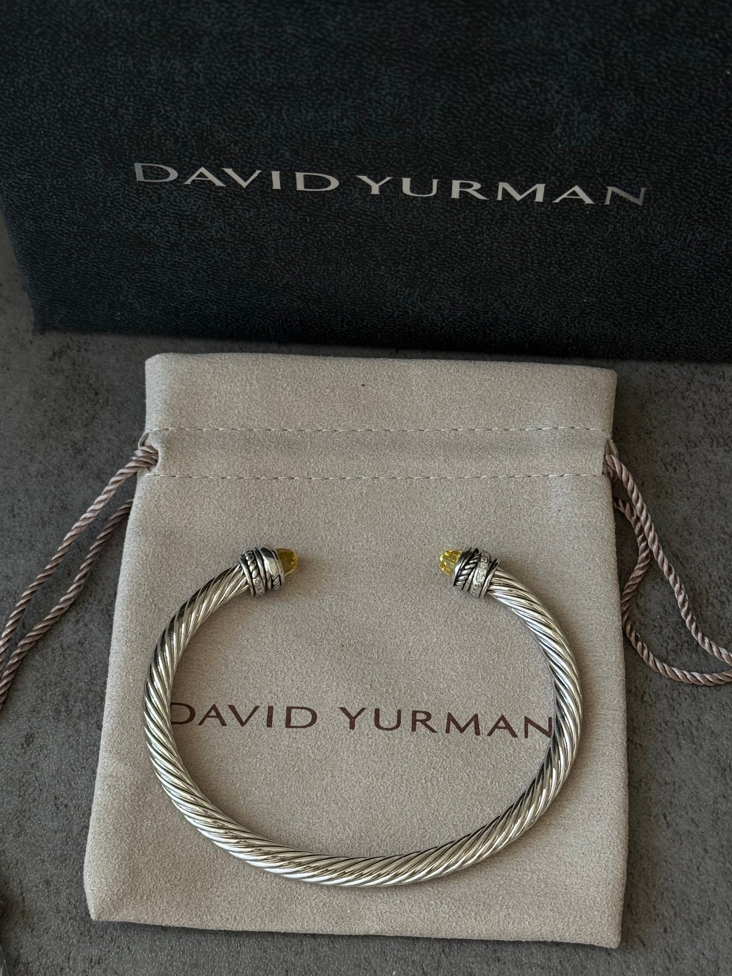 5mm Citrine, & Diamond Classic Cable Bracelet 19cm