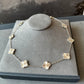 10 motif Guilliche clover necklace 925 silver 18k white gold plated 42 cm long clover size 15mm - ParadiseKissCo