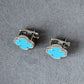 15mm Turquoise clover earrings 925 silver 18k white gold plated