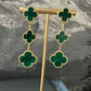 3 motifs Green malachite clover earrings clover dangle earrings 925 silver 18k gold plated - ParadiseKissCo