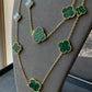 16 motifs malachite charm clover necklace 925 silver with 18k gold plated 120cm long