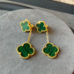 2 motifs malachite clover earrings clover dangle earrings 925 silver 18k gold plated - ParadiseKissCo