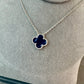 15mm Pietersite Clover Necklace, 18k white Gold Plated, 925 Sterling Silver 42cm long - ParadiseKissCo