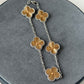 5 motifs 2 tone Guillioche 15mm clover bracelet 925 silver 18k gold plated 7.5 inches long