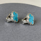 15mm Turquoise clover earrings 925 silver 18k white gold plated