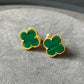 15mm gemstone Clover Earrings, 925 Silver 18k Gold Plated - ParadiseKissCo