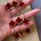 15mm carnelian 5 motifs clover bracelet 925 silver with 18k gold plated 7.5 inches - ParadiseKissCo