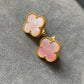 15mm gemstone Clover Earrings, 925 Silver 18k Gold Plated - ParadiseKissCo