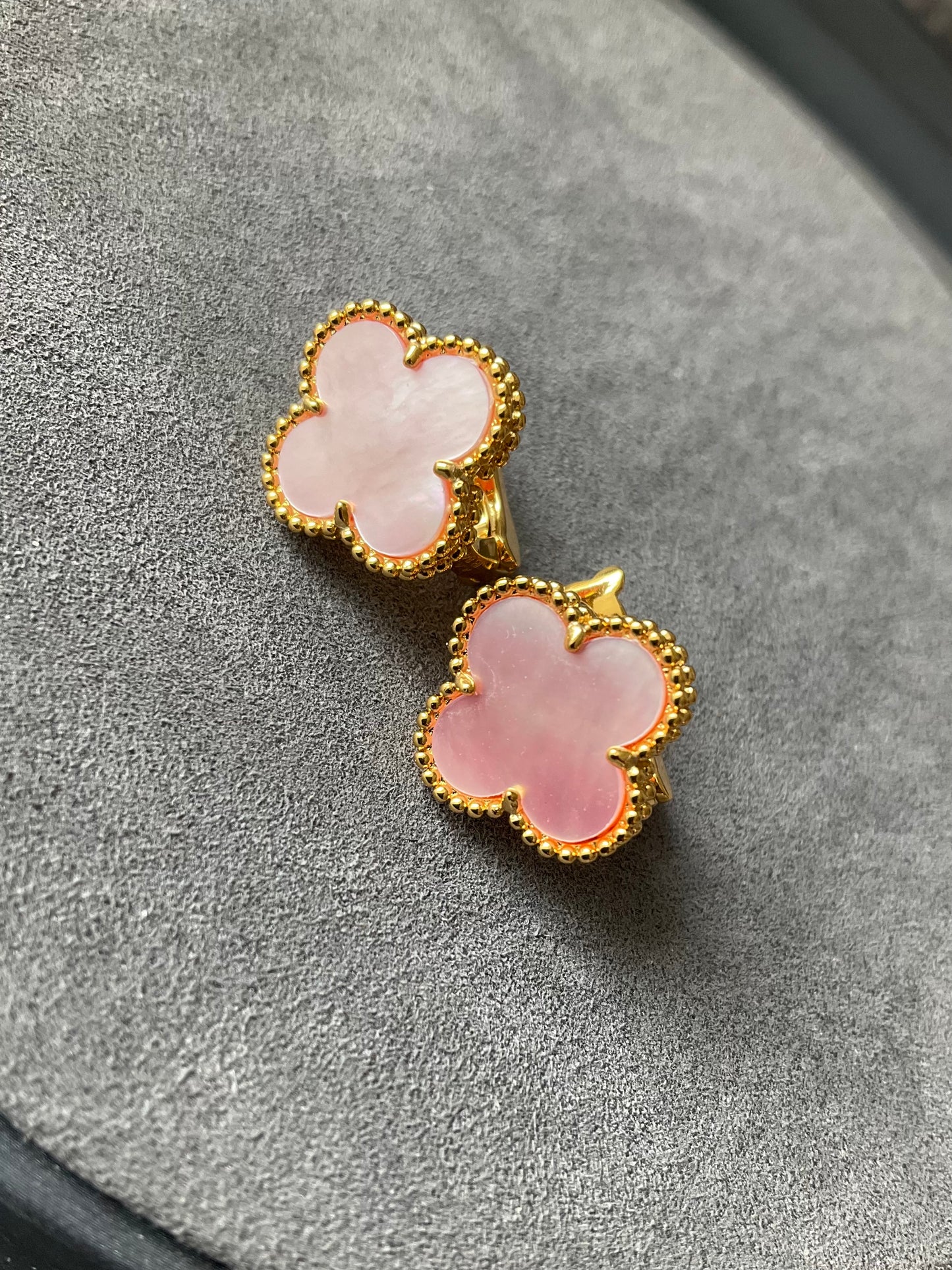 15mm gemstone Clover Earrings, 925 Silver 18k Gold Plated - ParadiseKissCo