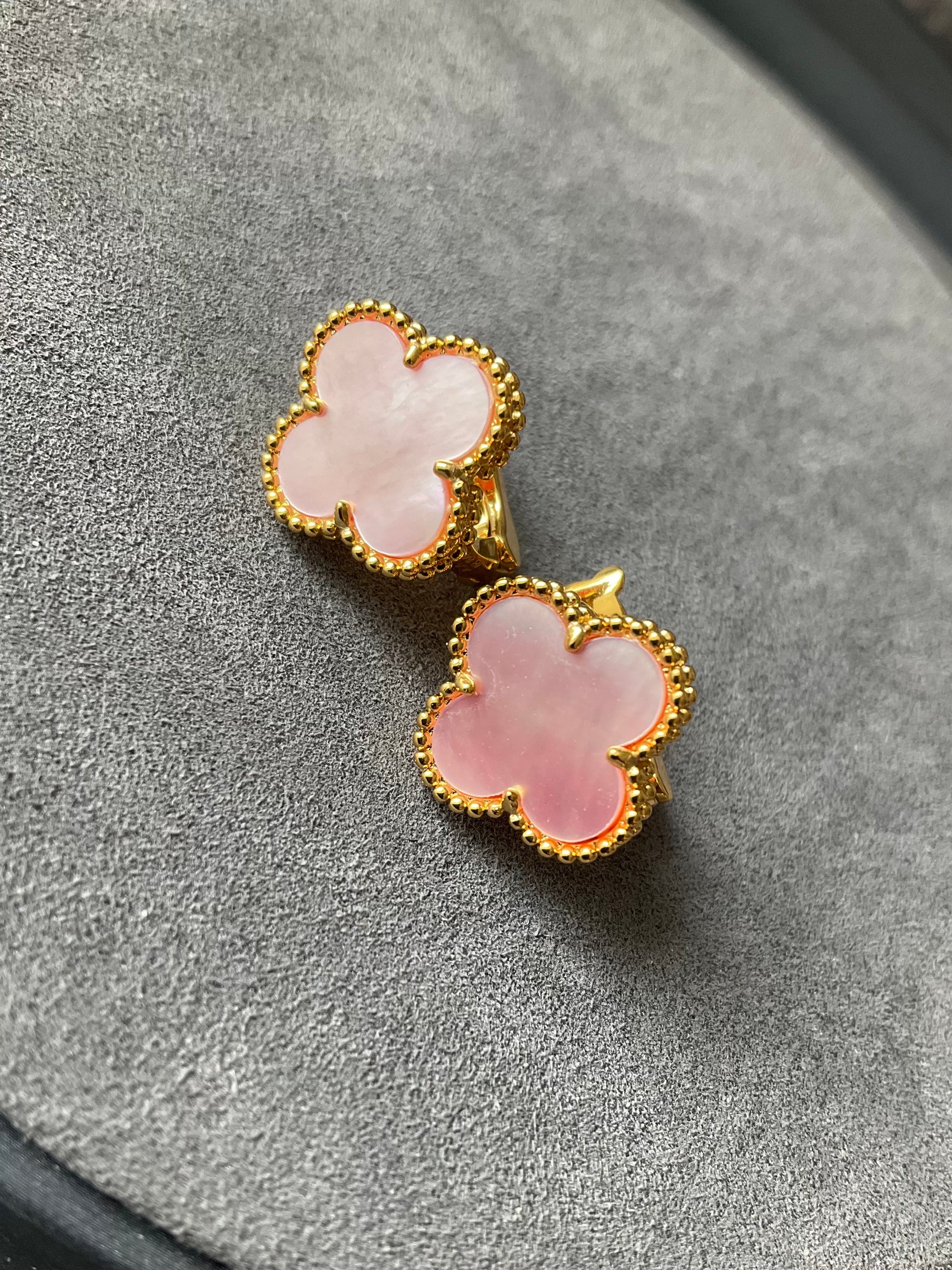 15mm gemstone Clover Earrings, 925 Silver 18k Gold Plated - ParadiseKissCo