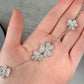 Cz clover bracelet 925 silver 18k white gold plated 17cm long