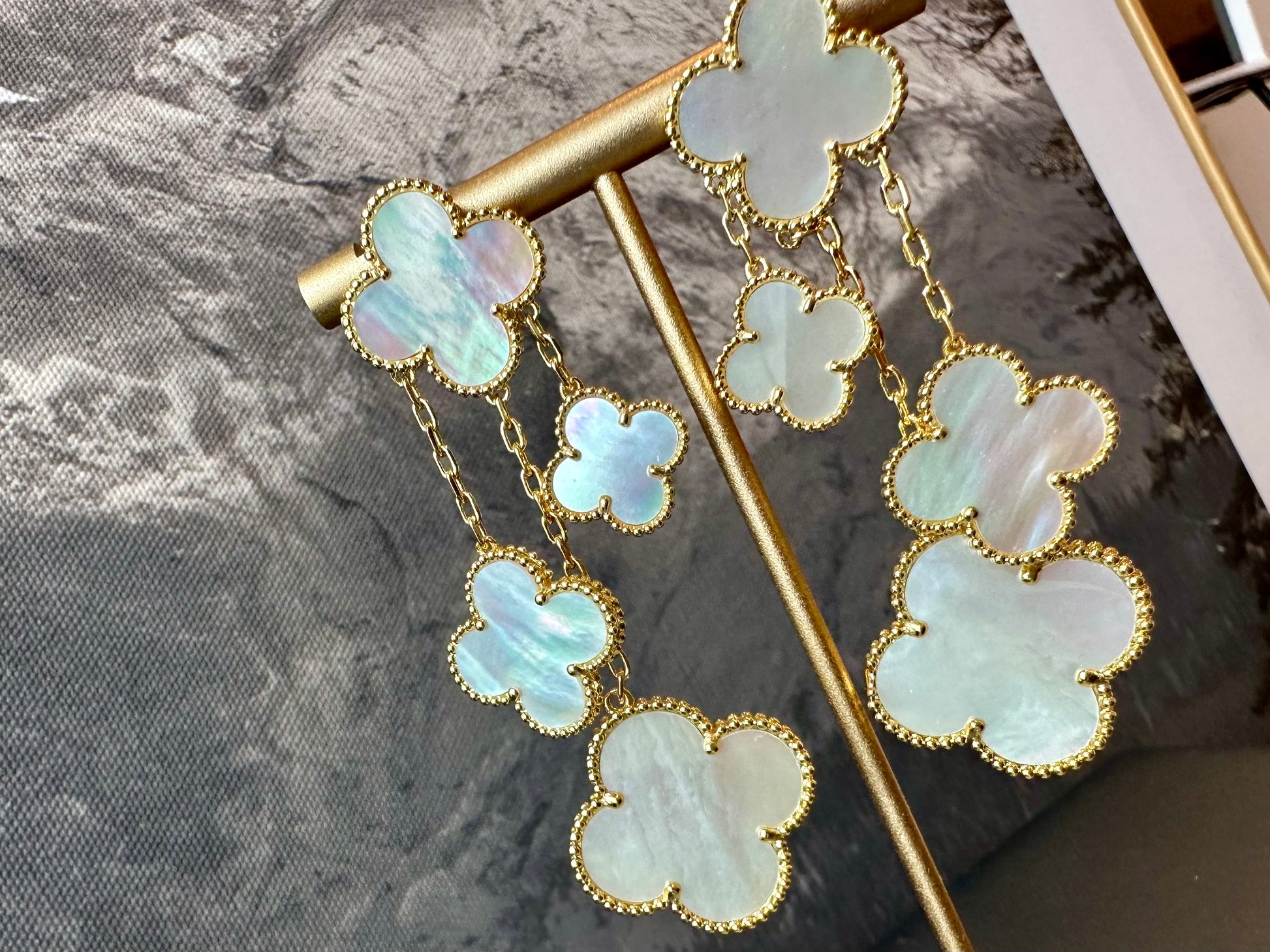 4 motifs Mother of pearl clover earrings clover dangle earrings 925 silver 18k gold plated - ParadiseKissCo