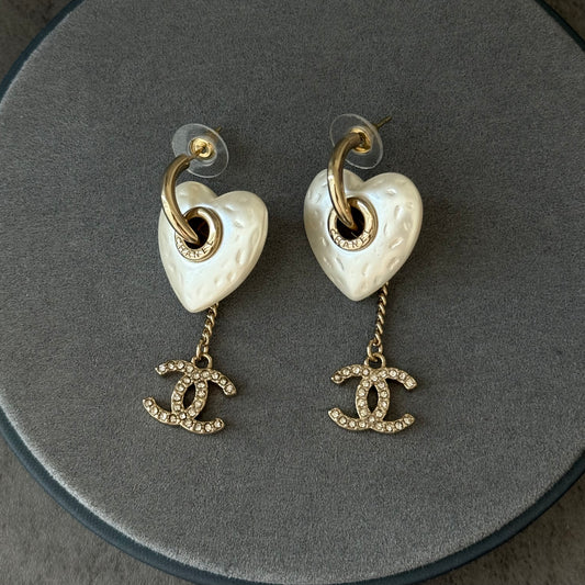 Coco heart pearl Hoops earrings