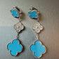 3 motifs Turquoise Cz clover earrings clover dangle earrings 925 silver 18k white gold plated - ParadiseKissCo