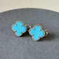 15mm Turquoise clover earrings 925 silver 18k white gold plated