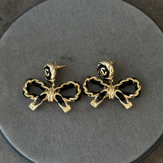 Coco Leather Bow Earrings