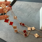 Guillioche Carnelian 20 motif clover necklace 925 silver 18k rose gold plated 84 cm long clover size 15mm