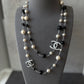 coco black white long pearl necklace