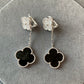 2 motifs onyx cz clover earrings clover dangle earrings 925 silver 18k white gold plated - ParadiseKissCo