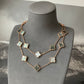 20 motifs Grey Mother of pearl clover necklace 925 silver rose gold plated 84cm long - ParadiseKissCo