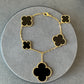 Gemstone Charm Clover bracelet 925 silver 18k gold plated 7.5 inches