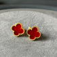 15mm gemstone Clover Earrings, 925 Silver 18k Gold Plated - ParadiseKissCo