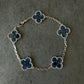 5 motifs Pietersite 15mm clover bracelet with 18k white gold plated 7.5 inches