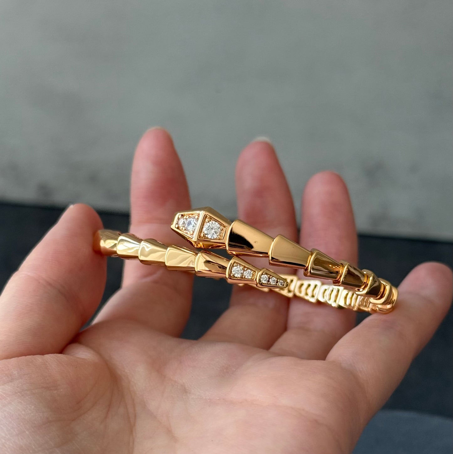 Snake Cz Bangle 925 18k Rose Gold Plated bangle bracelet 17cm