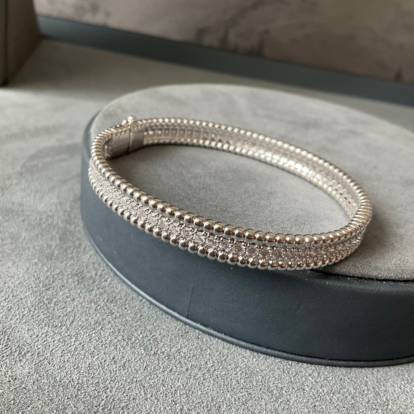 Peeler CZ bangle 18k rose gold plated