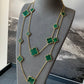 16 motifs malachite charm clover necklace 925 silver with 18k gold plated 120cm long