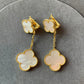 2 motifs Mother of pearl clover earrings clover dangle earrings 925 silver 18k gold plated - ParadiseKissCo