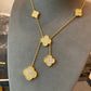 6 motifs CZ diamond charm clover necklace 925 silver gold plated 42cm - ParadiseKissCo