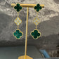 3 motifs Green malachite Cz clover earrings clover dangle earrings 925 silver 18k gold plated - ParadiseKissCo