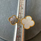 Mother of Pearl Clover Between finger ring 925 silver 18k gold plated