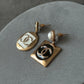 Coco black white rose gold earring