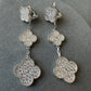 3 motif cz clover earrings 925 silver 18k white gold plated - ParadiseKissCo