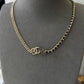 coco gold black leather cz choker necklace
